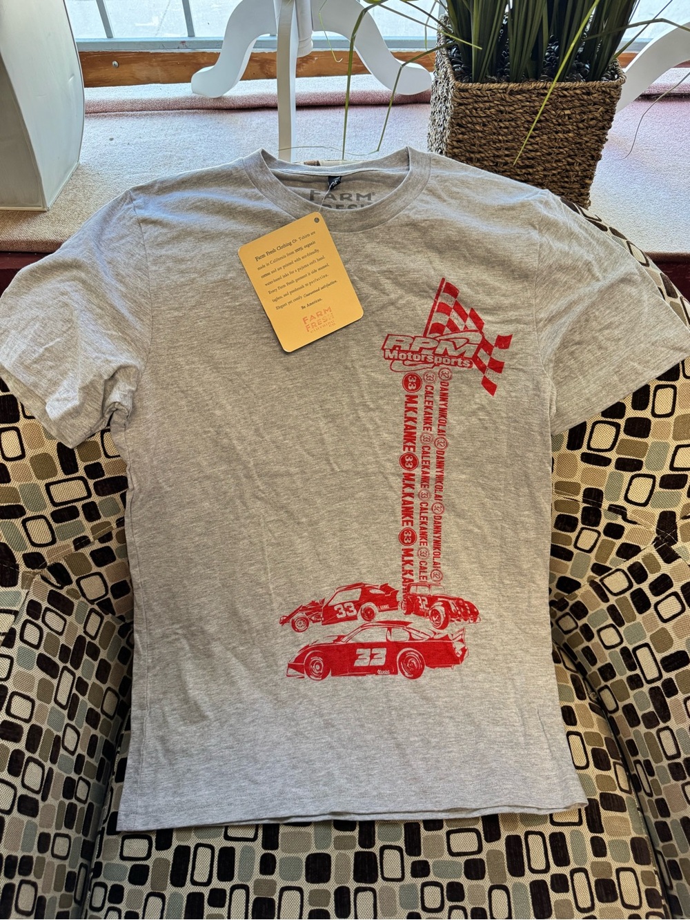 Racewear Men’s Gray T‑Shirt with Red Racing Graphic